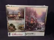 2009 Ceaco Thomas Kinkade 3 Shimmer Jigsaw 100 / 300 / 500 Puzzles Sealed
