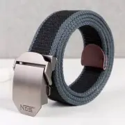 Automatic Buckle Belts-3.8cm Canvas Solid Belt Young Students Unisex Woven Pants