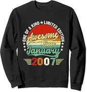 [X.Style] 16 Year Old Vintage January 2007 16th Birthday Retro Sweatshirt ds068 Sweater (S) Black