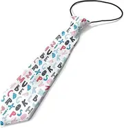 [KAWAMOUSE] Toddler Size ( Style Alphabet Colored ) Pre-Tied Adjustable Novelty Necktie, Fashion Conversational Neck Strap Ties for Boys and Children, for Wedding Parties Events, Multi