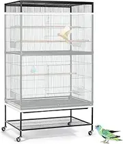 ASOCEA Bird Cage Seed Catcher Adjustable Bird Cage Cover Soft Nylon Mesh Net with Drawstring Birdcage Skirt Feather Guard for Round Square Cages (Black) (300 x80 cm White)