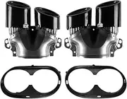 Car Rear Bumper Turbo Muffler Exhaust Tip 4 Exits Compatible For Benz W177 A35 Compatible For AMG 2020+ Accessories Tail Tip Trim Frame
