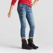 Cat & Jack Girls' Star Sequin Blue Denim Super Skinny Jeans, Size 12, 14 Plus