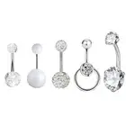 5x Belly Button Ring Navel Bar Zirconia Stone Steel Barbell Body Piercing