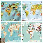 可客製 可愛動物世界地圖掛布 背景布 直播 學校佈置 世界地圖 掛毯 桌巾 裝飾 家居