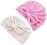 [FOMIYES] Warm Caps Knitted Turban Hats with Knotted Bows Comfortable Hospital Hat for Winter Beanie Caps for Outdoor Activities and Special Occasions