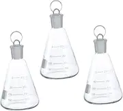 Homoyoyo 250ml Glass Conical Flask Set - 3pcs Borosilicate Lab Beakers with Stopper - Graduated for Chemistry Experiments and Science Studies Glassware for Accurate Measurements