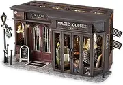 TuKIIE DIY Miniature Dollhouse Kit with Furniture, 1:24 Scale Creative Room Opened & Closed Wooden Doll House Plus Dust Proof for Kids Teens Adults(Vintage Coffee Shop)