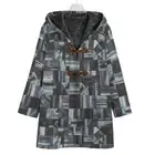 Patchwork Denim Cotton Canvas Hooded Jacket Coat Unisex Black Cloak Blue Quilted