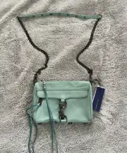 Rebecca Minkoff Sea Mist Blue Leather Mini Mac Messenger Crossbody Bag