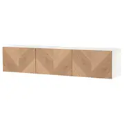 BESTÅ TV bench with doors, white/Hedeviken oak veneer, 180x42x38 cm