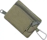 [LKTFATD] Coin Purse Compartment Design Wallet Pouch Polyester Zipper Pouch with Carabiner Key Pouch for Camping Travel Hiking Green, Green, simple