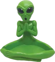 5.5" Large Green Alien Yogi Namaste Polystone Ashtray