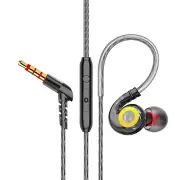 3PCS T05 Heavy Bass Gaming Sports Hanging Ear 3.5mm Wired Control Earphone Headphones with Mic BLACK COLOR