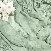 sxvblly Sage Green Cheesecloth Table Runner 35×120 Inch Boho Gauze Rustic Spring Easter Table Runner for Baby Shower Wedding Decorations Bridal Shower Birthday Party Tea Party Decorations(10Ft)