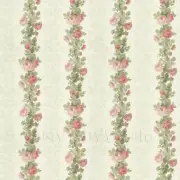 Dolls House Miniature Pink Climbing Rose Stripe Wallpaper