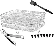 [Alipis] 1 Set Air Fryer Cooking Rack Stainless Steel Grilling Rack for Air Fryer Multi Functional Stackable Cooking Tool for Baking Steaming and Grilling