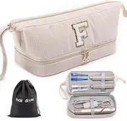 Initial Personalized Hair Dryer Case,Double-Layer Hair Tools Travel Carrying Case for Shark FlexStyle/SmoothStyle with Hair Dryer Bag - Hair Air Wrap Dryer Case Flat Curling Iron Travel Organizer