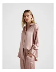 [Fine Day] Pure Oversized Silk Shirt in Blush