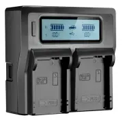 LCD Quick Dual Chanel Charger for Panasonic Lumix DMW-BLC12 DE-A79 FZ1000 G5 GH2