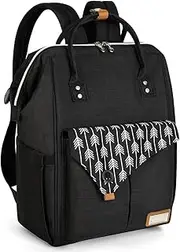 Lekebaby Nappy Bag Backpack Baby Diaper Backpack with Changing Mat for Mom and Dad, Arrow Print, Black