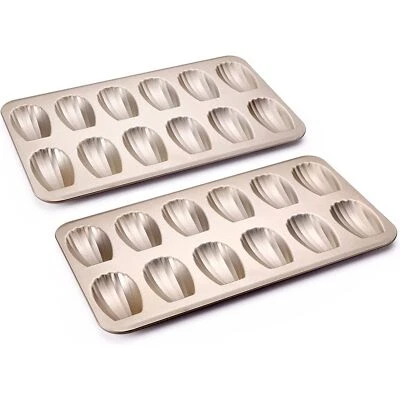 Nonstick Madeleine Pan 2 Pack 12-Cavity Heavy Duty Madeleine Cookie