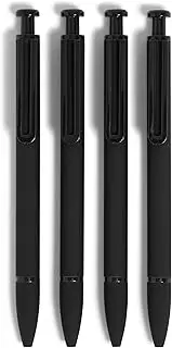 U Brands Midnight Monterey Ballpoint Pens, 4 Count, Black Soft Touch, Painted Black Details, Bold (1.0 mm) Point, Black Ink