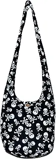 [All Best Thing] Skull Bohemian Boho Hobo Hippie Gothic Crossbody Bag Purse 33" Black