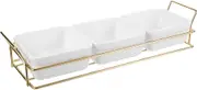 OFFSCH 1Set Appetizer Serving Tray Compartment Candy Dish with Metal Rack Stand for Dried Fruit Nuts and Snacks for Parties and Family Gatherings