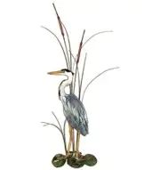 Bovano - Tabletop Sculpture - Great Blue Heron in Cattails - Left Facing