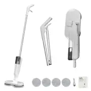 Cordless Electric Mop Power Spray Spin Mops For Floor Cleaning Hardwood Floor Scrubber Detachable Tank-White