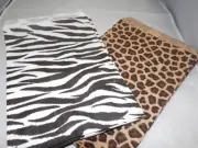 50 6x9 Zebra and Leopard Animal Print Paper Merchandise Bags, Party Treat Bags