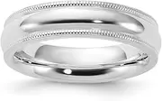 [JewelryWeb] 925 Sterling Silver Solid Polished Milgrain Half Round Engravable 5mm Millgrain Comfort Fit Band Ring Jewelry Gifts for Women - Ring Size Options Range: H to Z