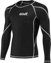[Hawk Sports] Mens Compression Shirts Base Layer Athletic Gym MMA BJJ Rash Guard No Gi Full Long Sleeve Rashguard Shirt for Men
