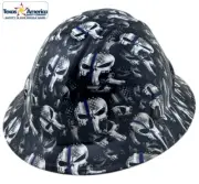 Thin Blue Line USA Hydro Dipped Full Brim Hard Hat with Ratchet Suspension