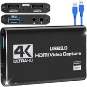 4K Video Capture Card Box HD Camera Recording HDMI to USB 3.0 Live Game for PS4/PC/OBS/DSLR/Camera