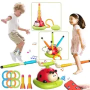 3 In 1 Musical Jump, Toss Ring Game Toys, Stomping Launch Rocket Launcher for