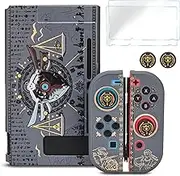 DLseego Dockable Protective Case Compatible with Nintendo Switch, Newest Pattern Cute Design Hard Cover with 2 pcs Glass Screen Protectors and 4 pcs Thumb Grips - Zelda