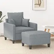Generic Sofa Chair with Footstool Light Grey 60 cm Fabric,Furniture,Sofas