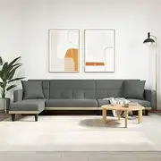 Dark Grey L-Shaped Sofa Bed Fabric, Couch Sleeper Sectional, Couches Living Room Furniture, Modular Bed with Chaise and Sofa Concept
