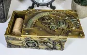 Steampunk Mechanical Gears Clockwork Vintage Design Jewelry Box Figurine 5"L