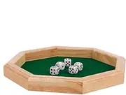Dice Tray for Rolling - Octagonal Wood Dice Mat Rolling Tray Dice Rolling Box - Dice Included, Portable Dice Trays for Family Gatherings, Travel, Thanksgiving, Christmas