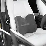 Fine Foams Premium Memory Foam Lumbar Support - Ergonomic Design with Strap for Car, Office Chair, Plane & Home - Lower Back Pain Relief, Improves Posture - Dark Grey