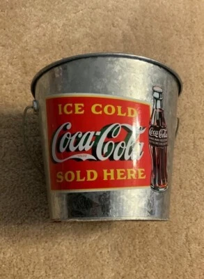 Vtg 2003 Coca Cola Coke Metal Drink Ice Bucket Galvanized Tin Leak Proof Liner