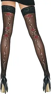 [ZRDSZWZ] Reliable Ladies Stockings Rosette Elastic Lace Summer Collection Hosiery (Color : Black (Nero), Size : XS-S)