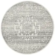 Cameron Silver Aztec Tribal Pattern Round Rug