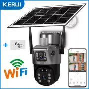 Dual Lens 4MP WiFi Solar IP Camera Wireless Outdoor CCTV PTZ Home Security Cam