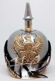 WW1 German Pickelhaube Steel & Brass Helmet FR Prussian Officer Spike Helmet
