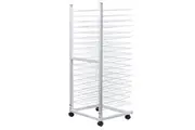 Jasart 36-Tray Metal Art Drying Rack Holder Storage w Wheels 133x57cm Silver