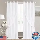 SOFJAGETQ Winter White Curtains Double Layered Solid and Sheer Window Treatme